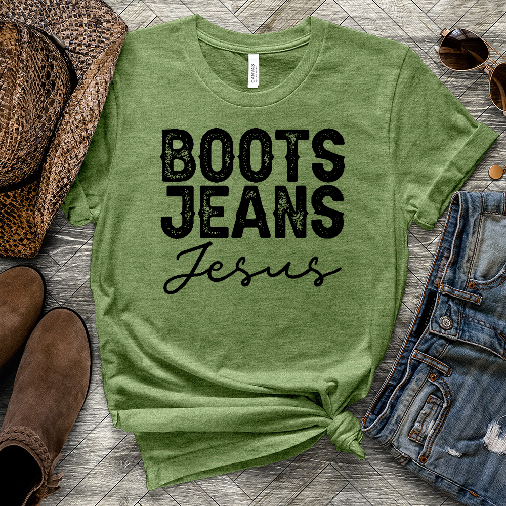 Boots Jeans Jesus Heathered Tee