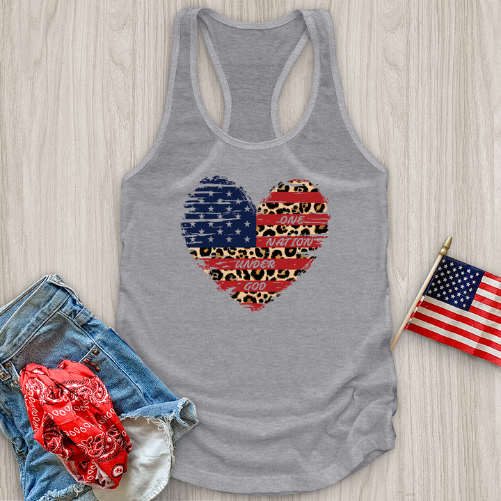 One Nation Leopard Heart Tank Top