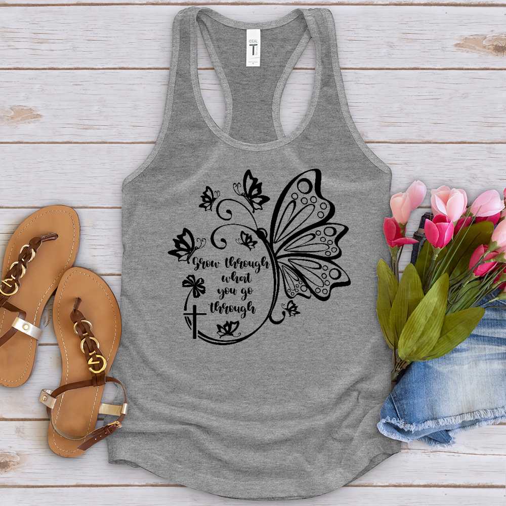 Grow Through What You Go Through Black Tank Top