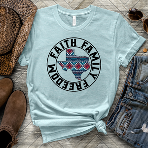 Faith Family Freedom TX Heathered Tee