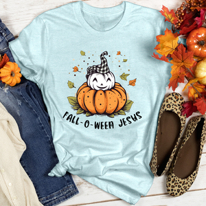 Retro Polka Dot Pumpkin Cozies Heathered Tee