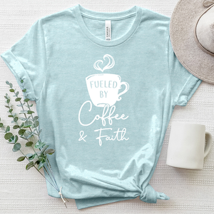 Fueled By Coffee And Faith Heathered Tee