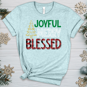 Joyful Merry Blessed Colored Heathered Tee