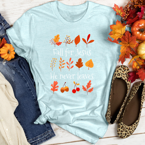 Fall For Jesus Leaf Patterns Heathered Tee