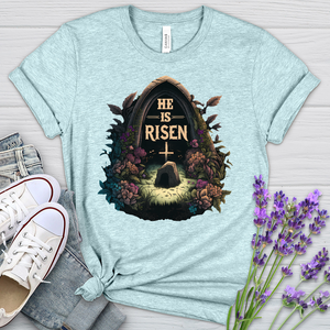 He Is Risen Grave Heathered Tee