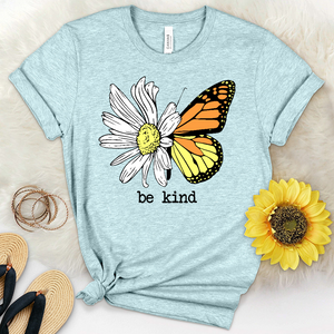 Be Kind Daisy Butterfly Heathered Tee