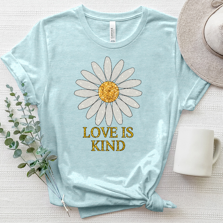 Pink Glitter Daisy Flower Heathered Tee