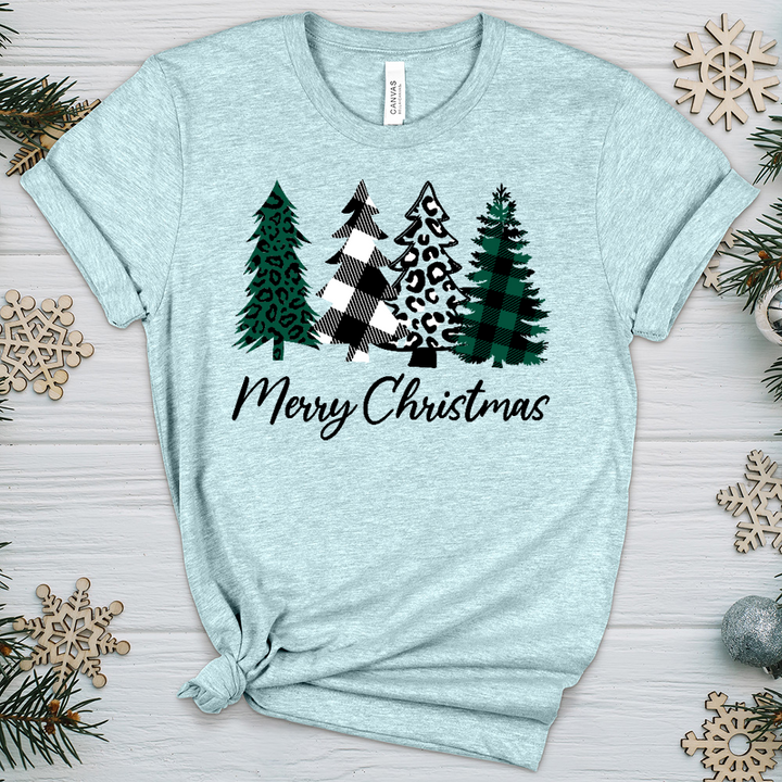 Merry Christmas Pine Tree Heathered Tee