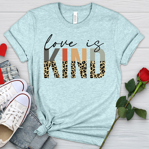 Love Is Kind Leopard Letters Heathered Tee