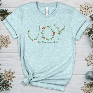 Joy To the World Wreath Letters Heathered Tee