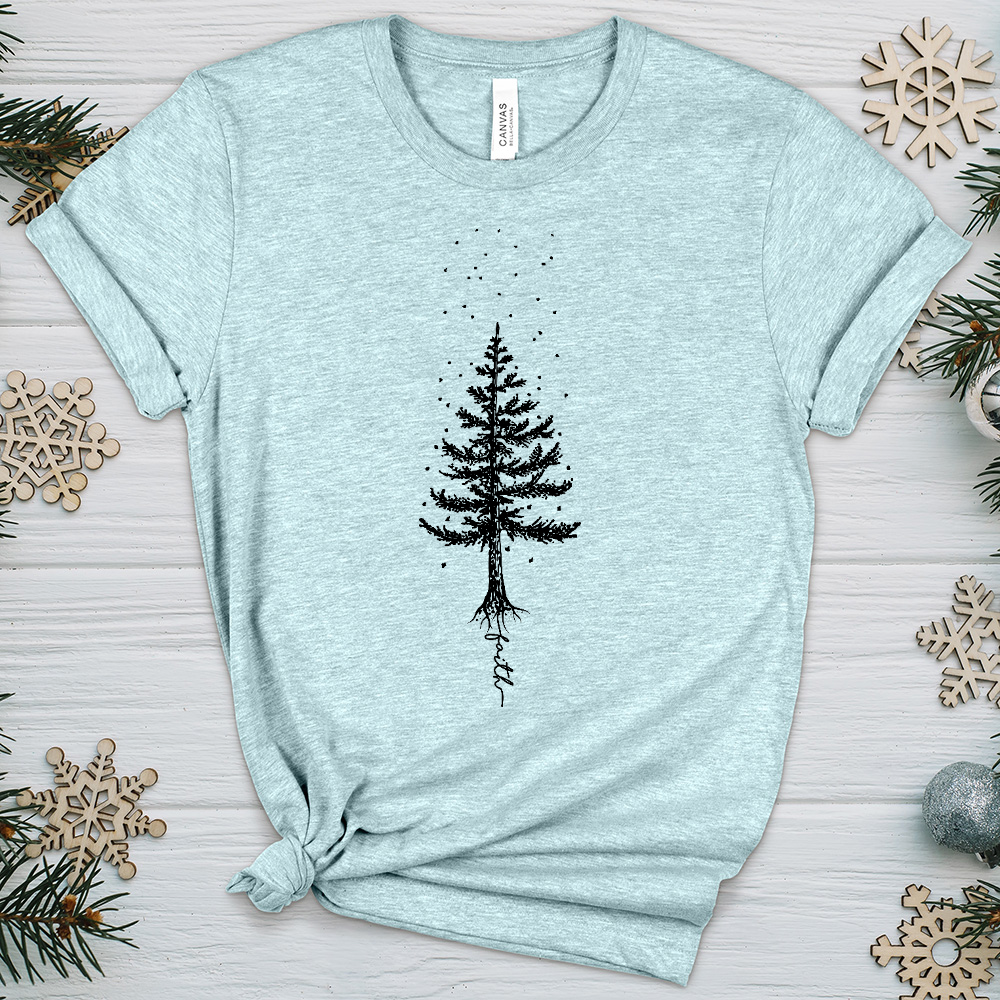 Rooted In Faith Pine Tree Heathered Tee