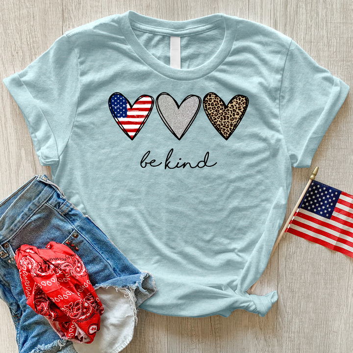 Be Kind Heart Flag Heathered Tee