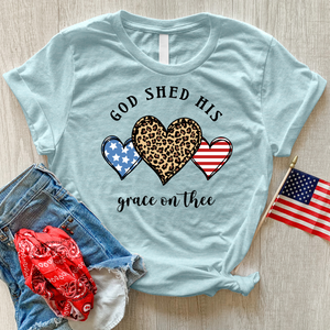 American Flag Heart Heathered Tee