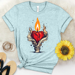 Candle With a Heart Shaped Flame Heathered Tee