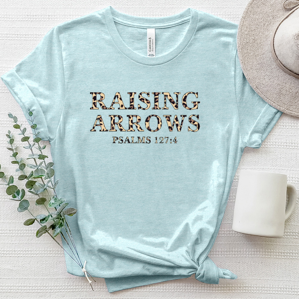 Raising arrows - Psalms 127 4 Leopard Heathered Tee