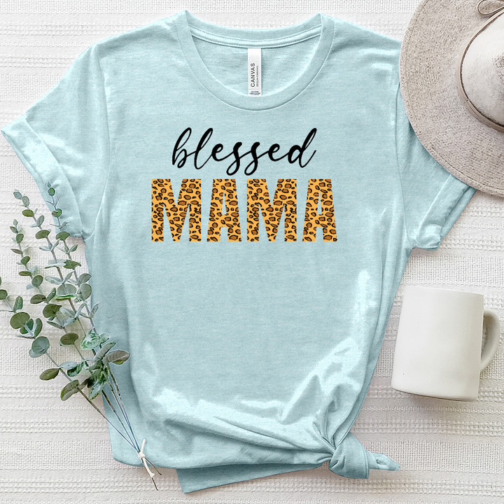 Blessed Mama Sunflower Leopard Heathered Tee