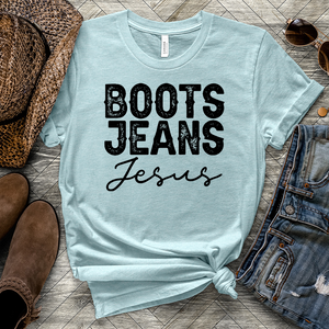 Boots Jeans Jesus Heathered Tee