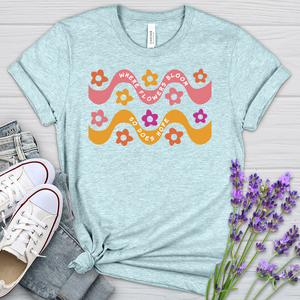 Where Flowers Bloom Daisy Pattern Heathered Tee