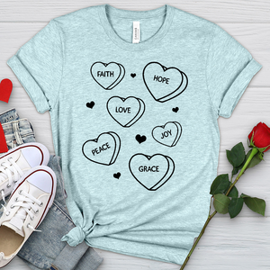 Inspirational Candy Hearts Heathered Tee