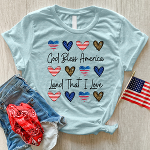 God Bless Heart Pattern Heathered Tee