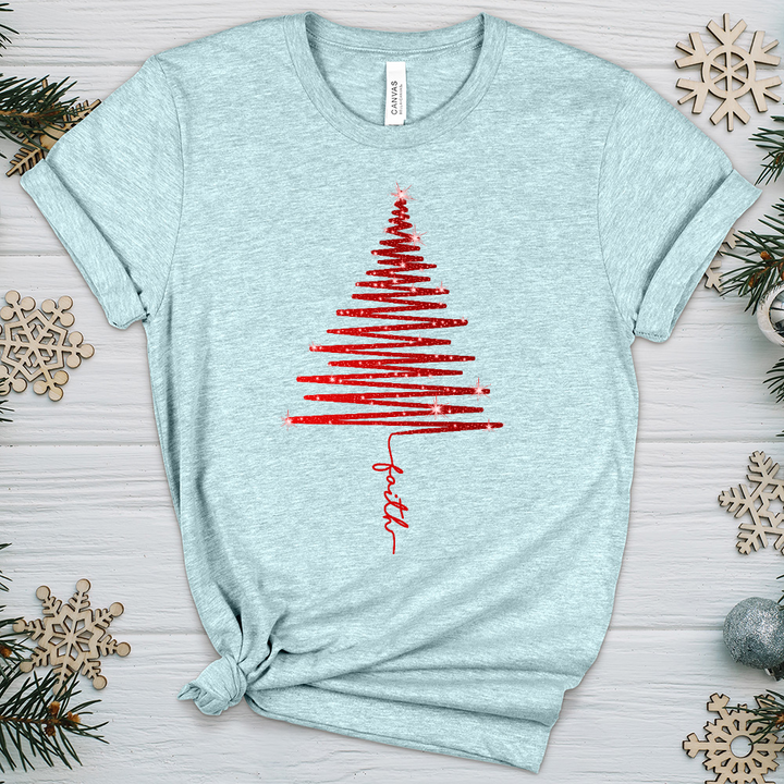 Gleaming Red Faith Tree Heathered Tee