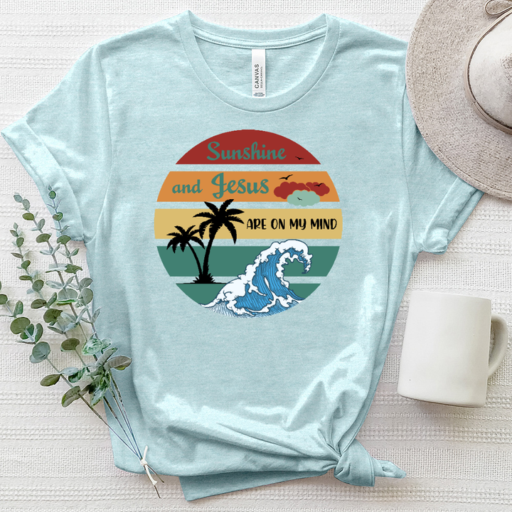 Sunshine and Jesus Heathered Tee