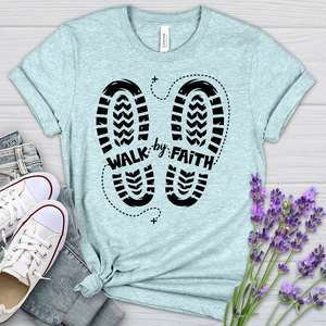 Walk By Faith Footprints Heathered Tee