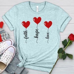 Faith Hope Love Heart Balloons Heathered Tee