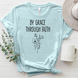 By Grace, Through Faith Flowers Heathered Tee