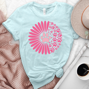 Pink Sunflower Paw Print Heathered Tee