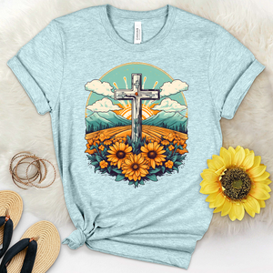 Sunflower Cross Scene Heathered Tee