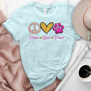 Peace Love Paws Heathered Tee