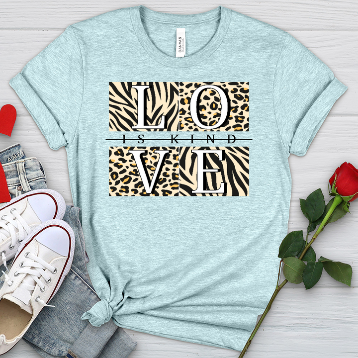 Love Is Kind Leopard Squares Heathered Tee