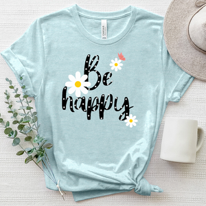 Be Happy Daisy Art Heathered Tee