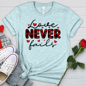 Love Never Fails Red Patterned Heathered Tee