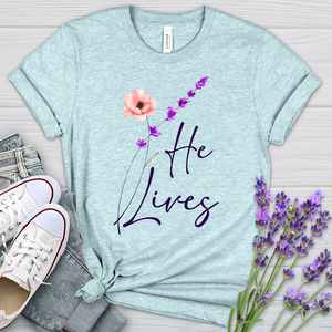 He Lives Heathered Tee