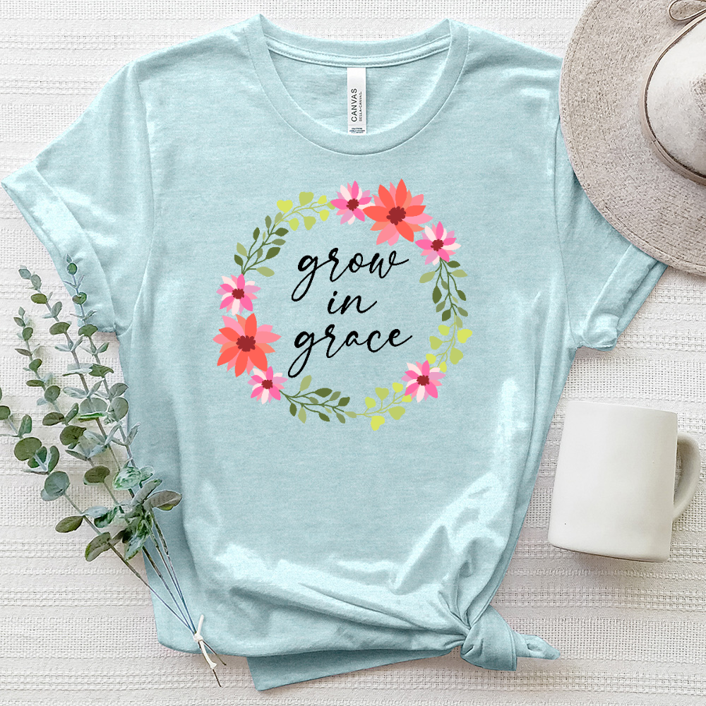 Grow in Grace Wreath Heathered Tee