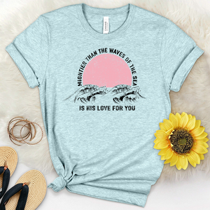 Mightier Than The Waves Pink Sunset Heathered Tee