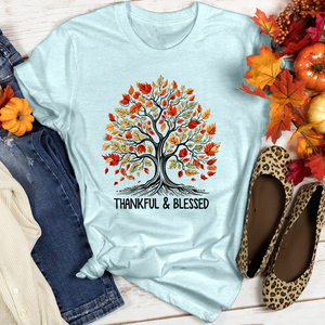 Thankful Blessed Trailblazing Blooms Heathered Tee