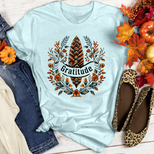 Herringbone Pinecone Gratitude Heathered Tee