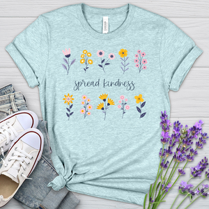 Spread Kindness Flower Pattern Heathered Tee