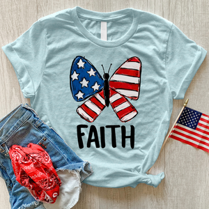 USA Faith Butterfly Heathered Tee