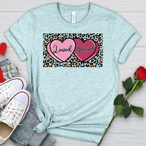 Loved Blessed Pink Hearts Heathered Tee