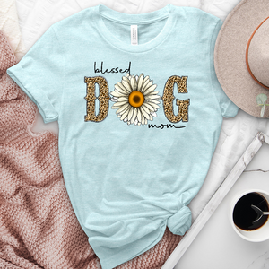 Leopard Blessed Dog Mom Heathered Tee