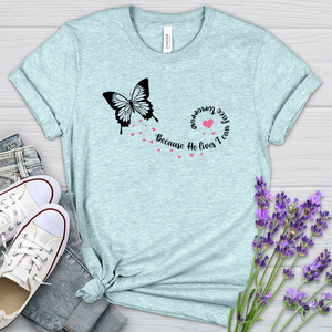 Because He Lives Butterfly Heathered Tee