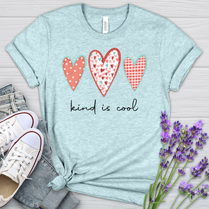 Kind Is Cool Pink Hearts Heathered Tee