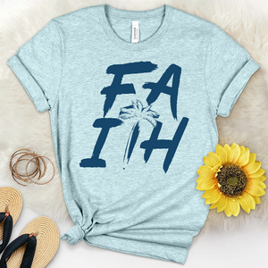 Faith Beach Print Heathered Tee