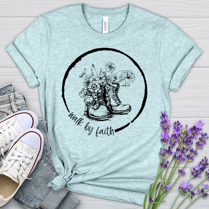 Walk By Faith Flowers Heathered Tee