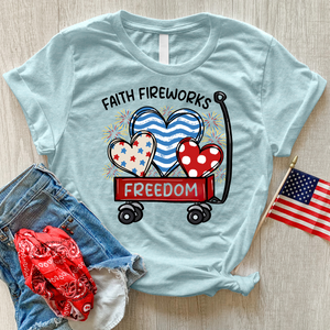 Faith Fireworks Freedom Cart Heathered Tee