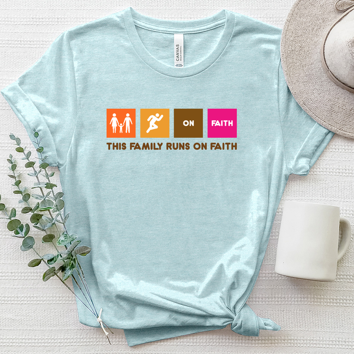 This Family Runs on Faith Heathered Tee